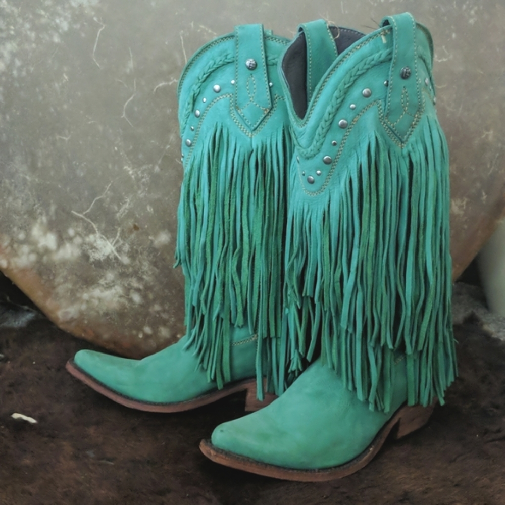 LIBERTY BLACK Vegas Turquesa LB71124 fringed cowgirl western boots sz 6.5 EUC - Picture 2 of 16